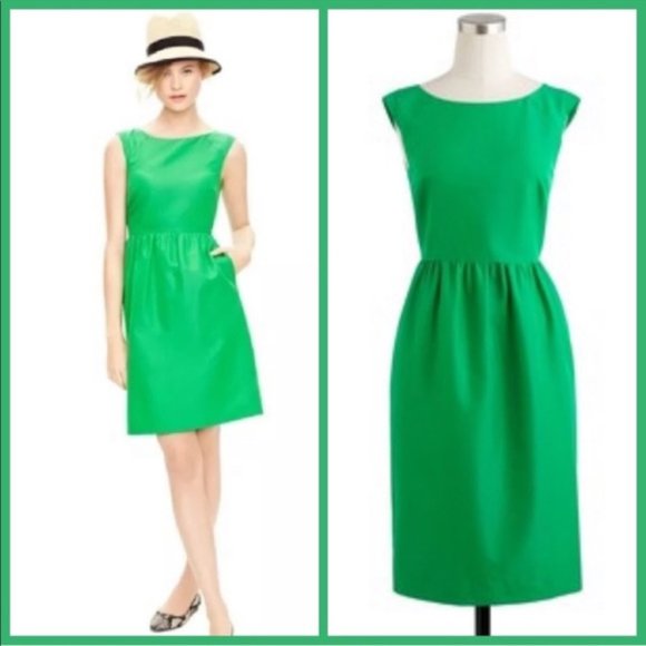 J. Crew Dresses & Skirts - J. Crew - Women's Silk Cotton Faille Sheath Dress in Kelly Green with Pockets